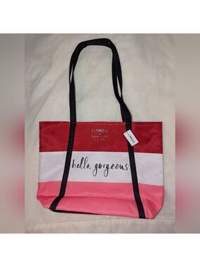 Clinique x Kate Spade Shopping Travel Tote Large Hello Gorgeous Pink Red